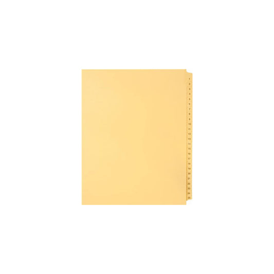Onglets numériques Sterling, n° 1 à 25, chamois, format lettre, coupe 1/25, 25/jeu, 1/pqt