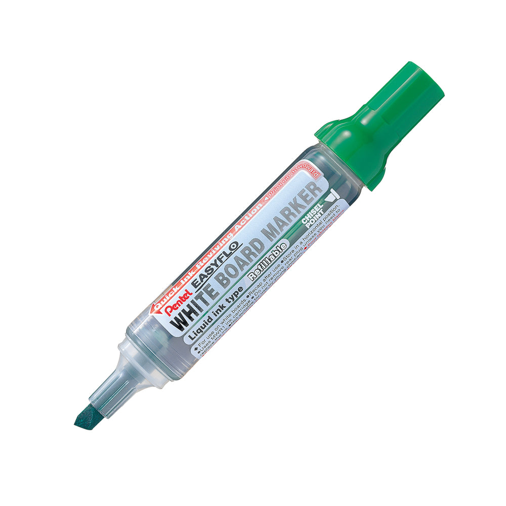 Marqueur pour tableau blanc rechargeable Pentel Easyflo - Pointe biseautée - Vert