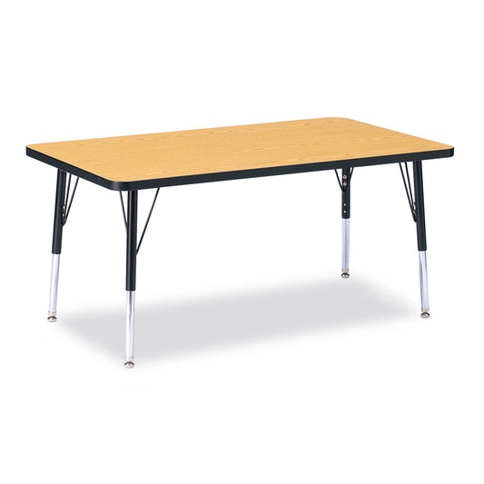 Table d'activités rectangulaire Jonti-Craft Berries - 30" x 48" - 15-24"H - Chêne/Noir