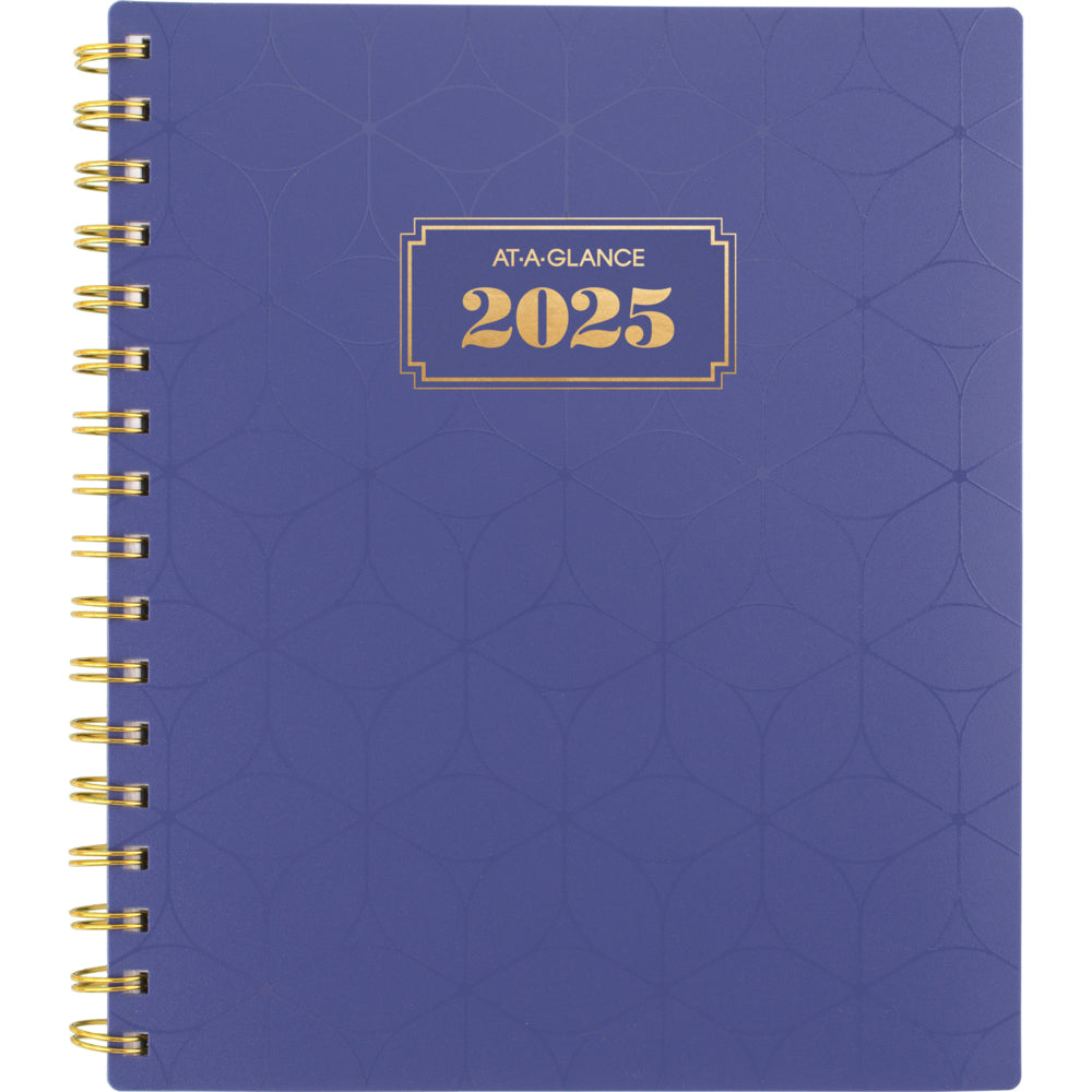 AT-A-GLANCE 2025 BADGE Geo Weekly/Monthly Planner - 8-3/4" H x 6-7/8" W - Purple - Bilingual