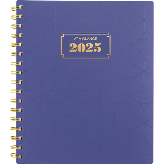 AT-A-GLANCE 2025 BADGE Geo Weekly/Monthly Planner - 8-3/4" H x 6-7/8" W - Purple - Bilingual