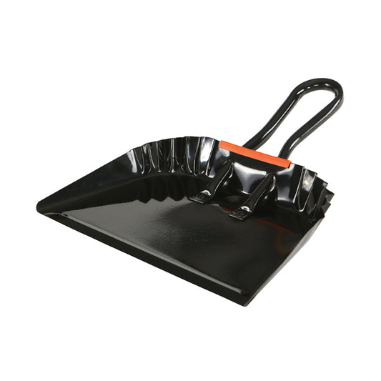 Globe Commercial Metal Dust Pan Sweep - 12" L - Black