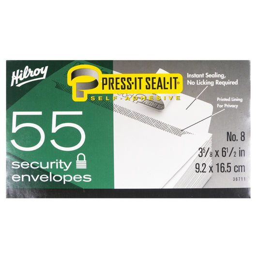 Hilroy Press-it Seal-it #8 Security Envelopes - 55 Pack