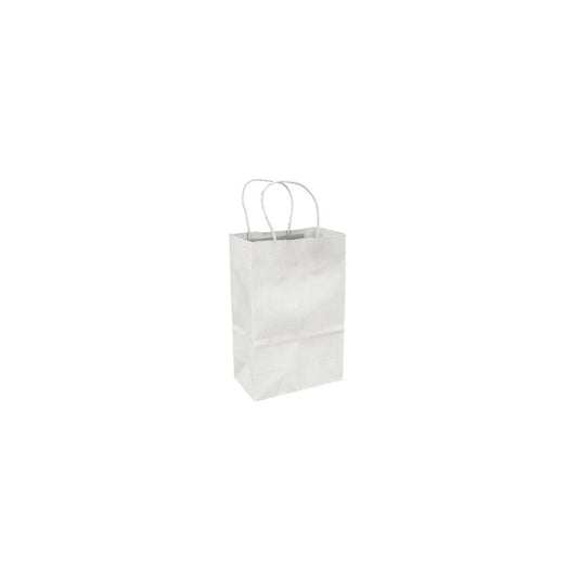 Eddie's Recycled Kraft Shopper Paper Bag - 5" W x 3" D x 8" H - White - 250 Pack