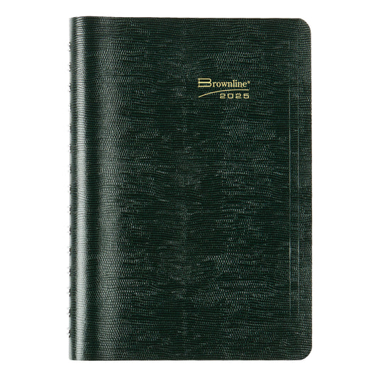 Brownline Twin-Wire Binding Daily Planner - 8" x 5" - English - Green