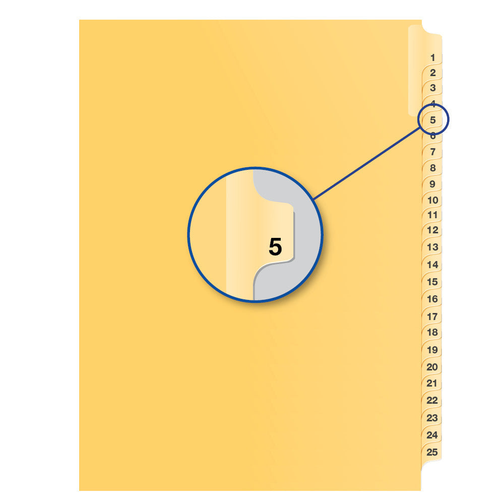 Legal Exhibit Dividers Buff #5 Letter Size, Pack of 25
