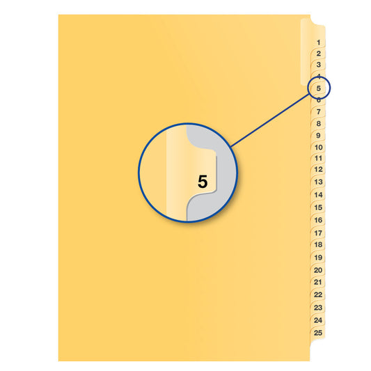 Legal Exhibit Dividers Buff #5 Letter Size, Pack of 25