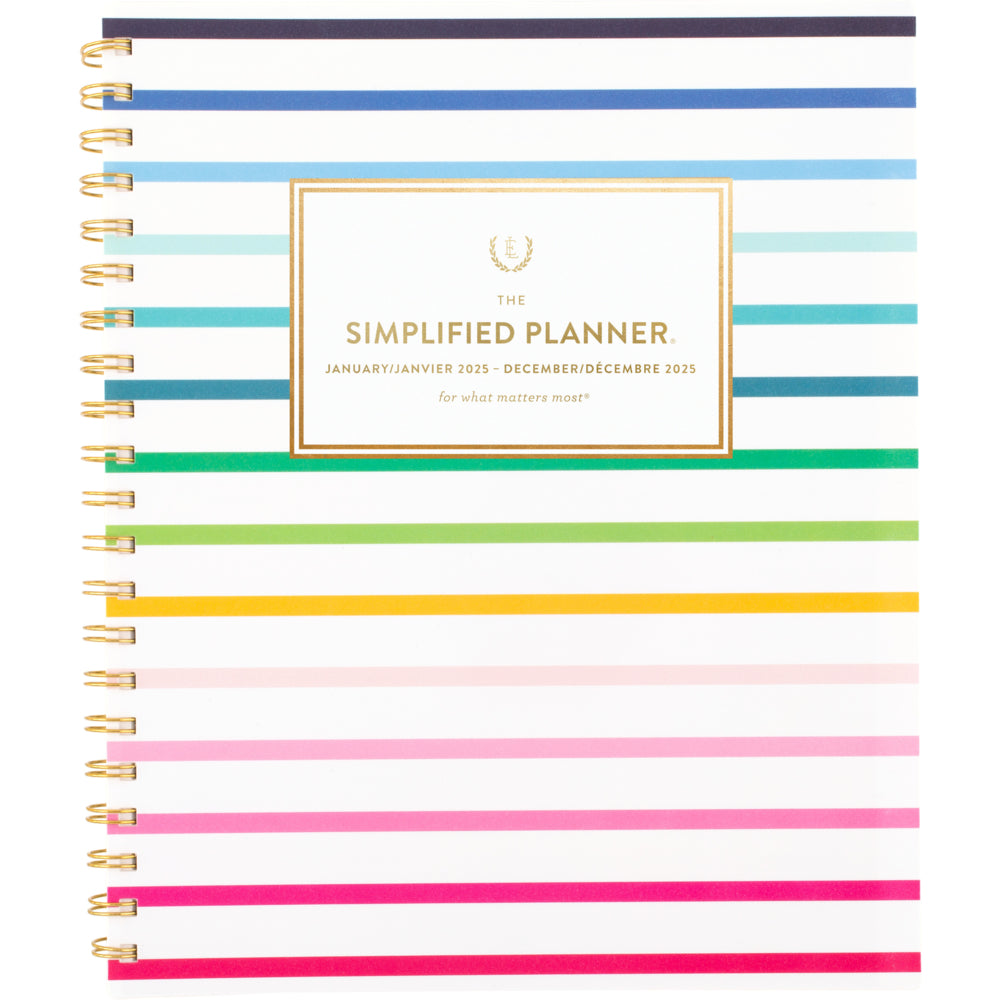 AT-A-GLANCE 2025 Emily Ley Happy Stripe Weekly/Monthly Planner - 11" H x 8-3/8" W - Multicolour - Bilingual