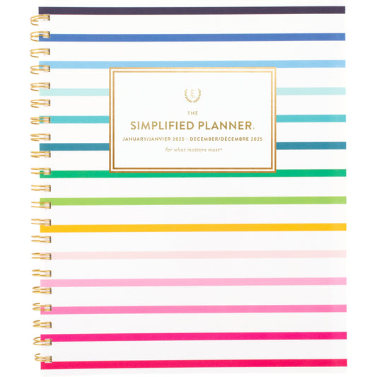 AT-A-GLANCE 2025 Emily Ley Happy Stripe Weekly/Monthly Planner - 11" H x 8-3/8" W - Multicolour - Bilingual