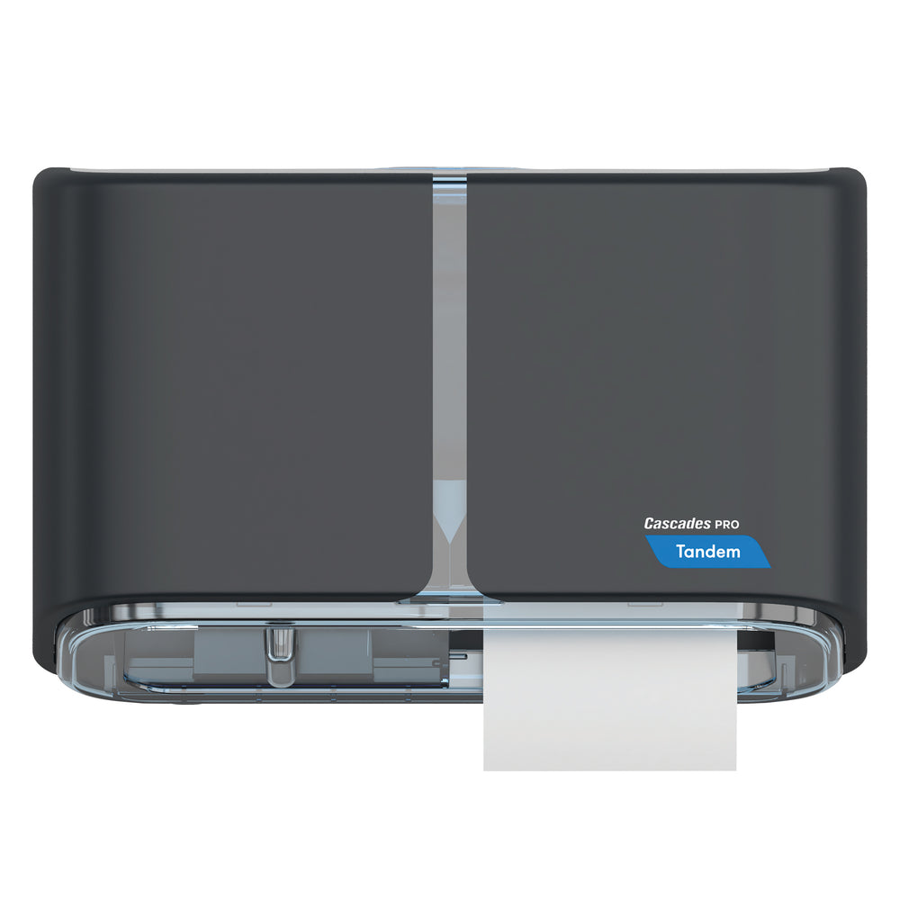 Cascades PRO Tandem Side-by-Side High Capacity Toilet Paper Dispenser - Dark Grey