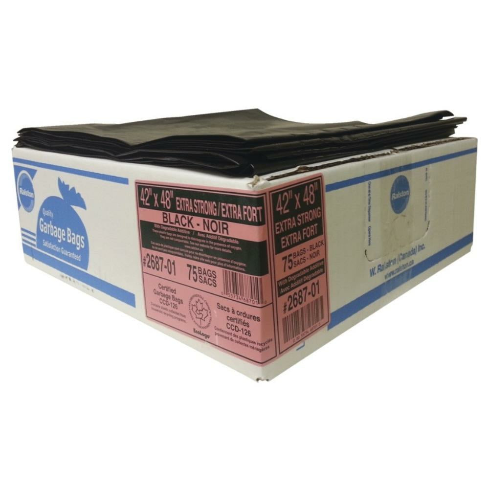 Ralston Black Industrial Garbage Bag - 42" x 48"  - 75 Pack