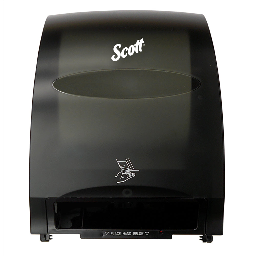 Scott Essential Automatic Hard Roll Towel Dispenser - for Purple Core Scott Roll Towels - 12.70" x 15.76" x 9.57" - Black