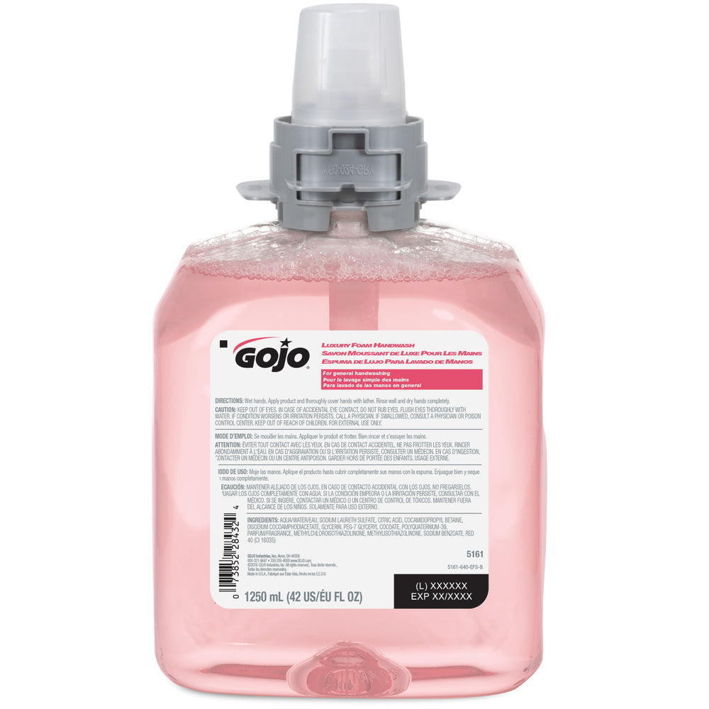 Recharge de savon mousse pour les mains Gojo Luxury pour distributeur FMX-12 - 1 250 ml - Lot de 4