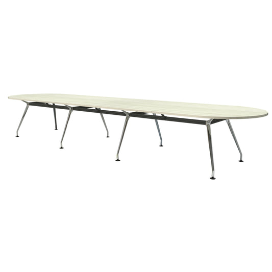 Heartwood HDL Innovations Upscale 14 Person Racetrack Boardoom Table - Winter Wood Chrome