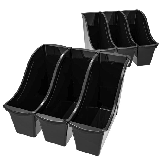 Storex Small Book Bin - Black - 6 Pack