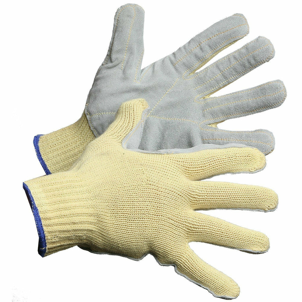 Gants Forcefield en tricot de fibre aramide avec paume en cuir - Taille M - Jaune/Gris