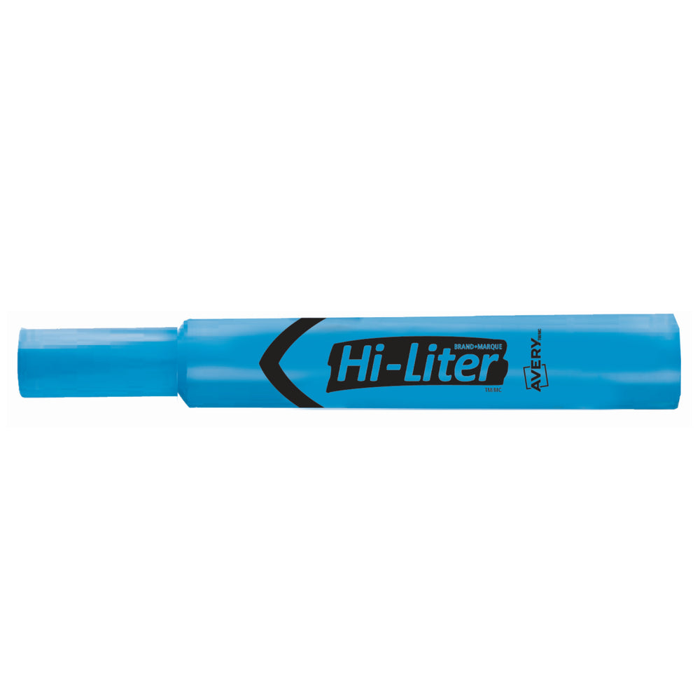 Surligneur à encre à base d'eau Avery Hi-Liter, pointe biseautée, bleu fluorescent