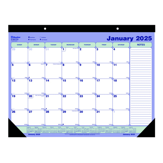 Blueline 2025 Monthly Desk Pad Calendar - 21-1/4" x 16" - English