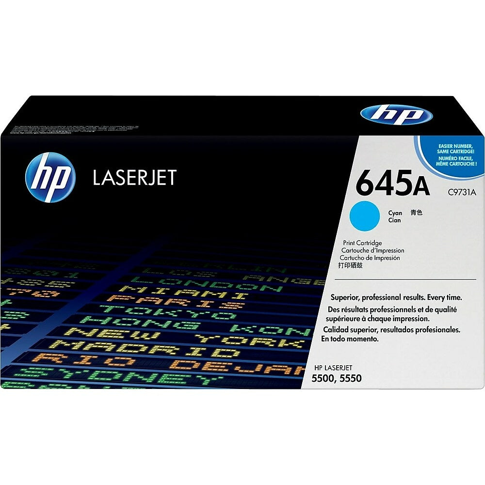 Cartouche de toner cyan HP 645A (C9731A) LaserJet d'origine