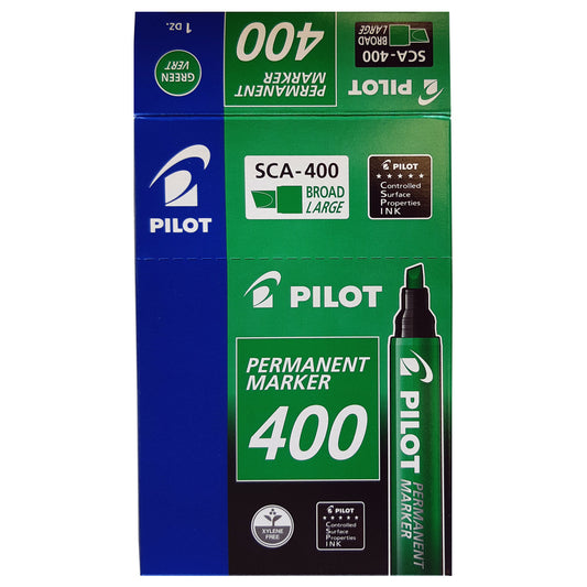 Pilot 400 Permanent Markers - 1.5 mm to 4 mm - Green - 12 Pack