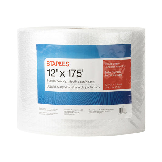 Staples Standard Bubble Wrap - 3/16"- 12" x 175'