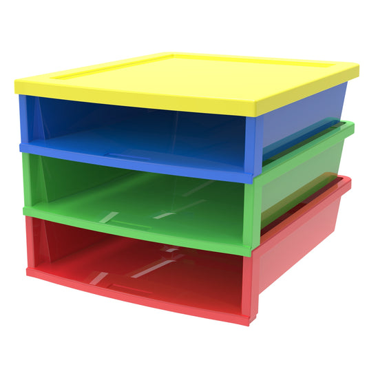 Storex Quick Stack Construction Paper Sorter, 3 Slots - Multi-coloured