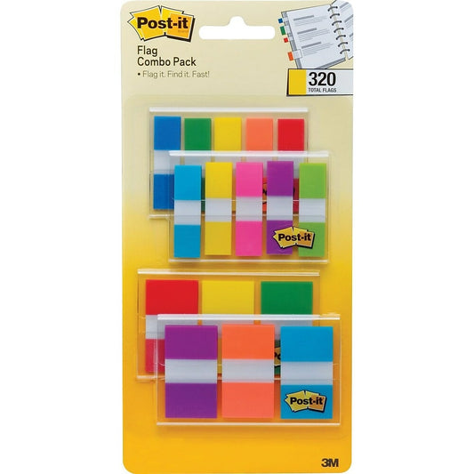 Post-it Combo Pack, 320 Flags in Four On-The-Go Dispensers