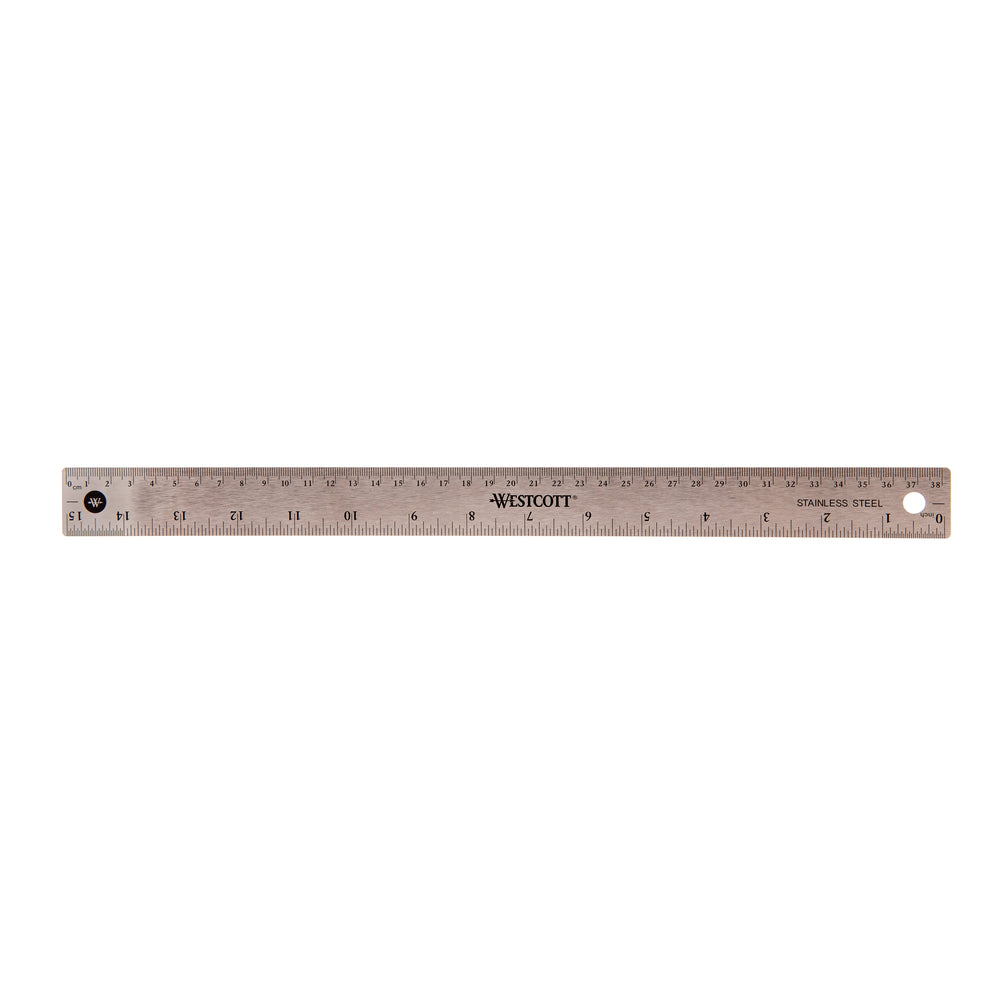 Westcott Stainless Steel Ruler - 38cm/15" - Silver