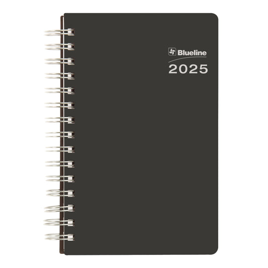 Blueline 2025 DuraGlobe  Daily Planner - Bamboo Fibre Paper - 8" x 5" - Black - Bilingual