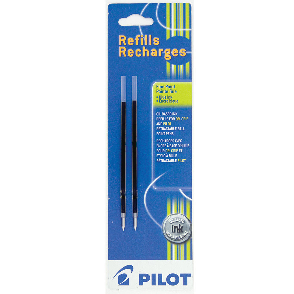 Recharges pour stylo rétractable Pilot BeGreen RexGrip - Pointe fine - 0,7 mm - Encre bleue - Lot de 2