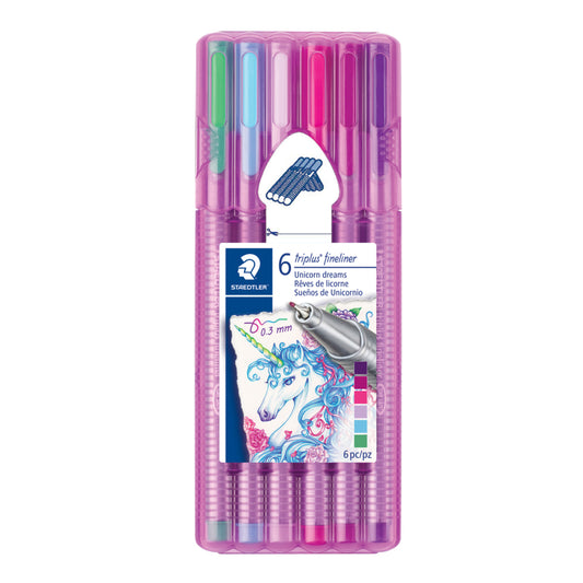 Feutres fins Staedtler Triplus - Rêves de licorne - Couleurs assorties - Lot de 6