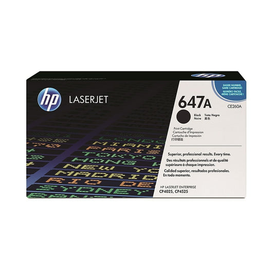 Cartouche de toner noir LaserJet d'origine HP 647A (CE260A)
