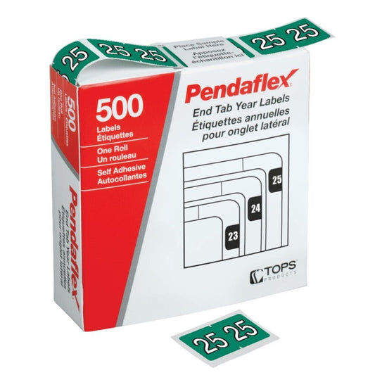 Pendaflex 2025 Yearly Label - Dark Green - 500 Pack