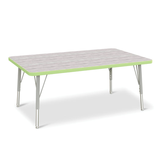 Table d'activités rectangulaire Jonti-Craft Berries - 30" x 48" - 15-24"H - Gris bois flotté/citron vert