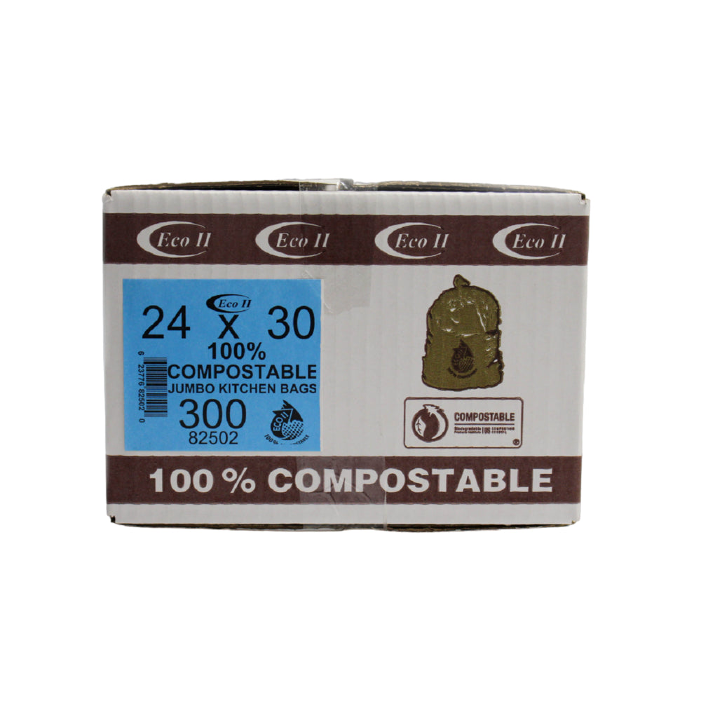 Sacs industriels ECO II 100 % compostables, 24" x 30" - Givrés - Paquet de 300
