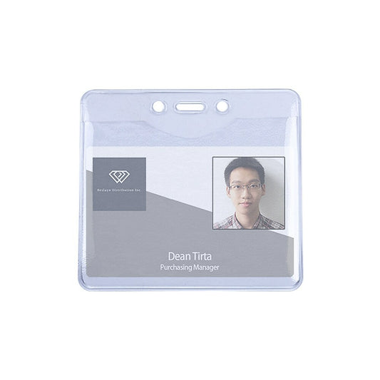 Beslayn Horizontal Heavy Duty Vinyl Top Load Name Badge Holder, 4" x 3", Clear, 50 Pack