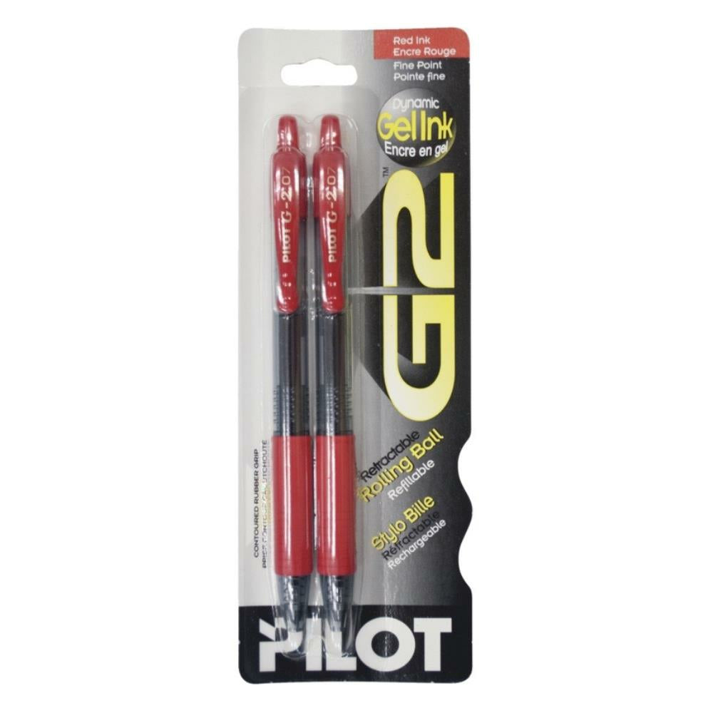 Pilot G2 Retractable Gel Pen 0.7 mm Red, 2 per package