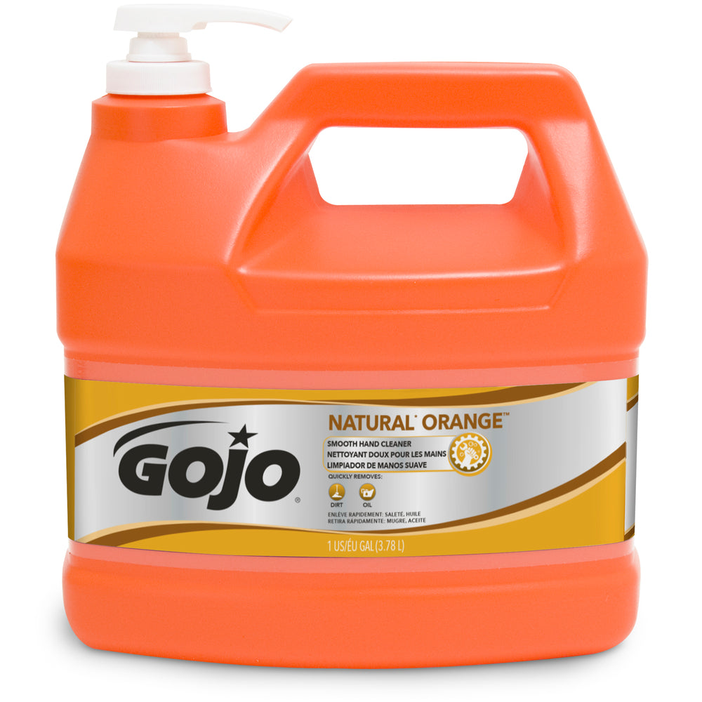 Nettoyant pour les mains Gojo NATURAL ORANGE Smooth - Flacon pompe de 1 gallon - Paquet de 4