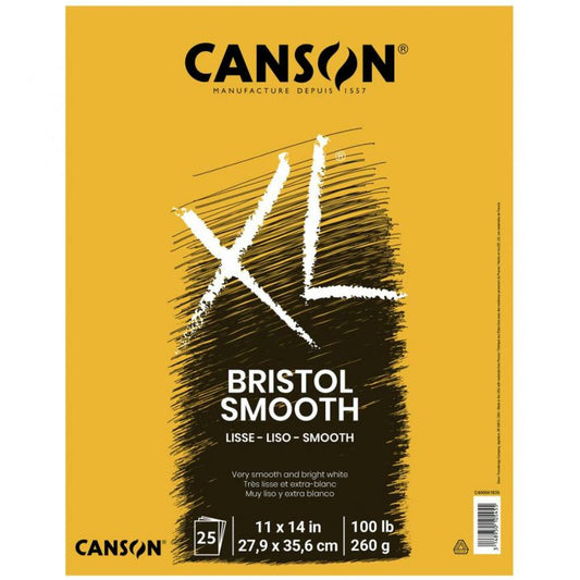 Canson XL Bristol Smooth Pad, 11"x14", 100lb/260g., 25 Sheets