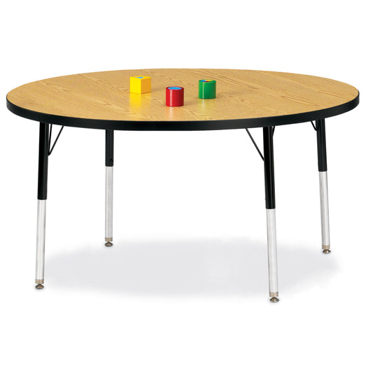 Table d'activités ronde Jonti-Craft Berries - 122 cm de diamètre - 61 à 79 cm de hauteur - Chêne/noir