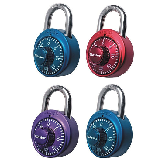 Cadenas à combinaison anodisé à 3 chiffres Master Lock - Couleurs assorties