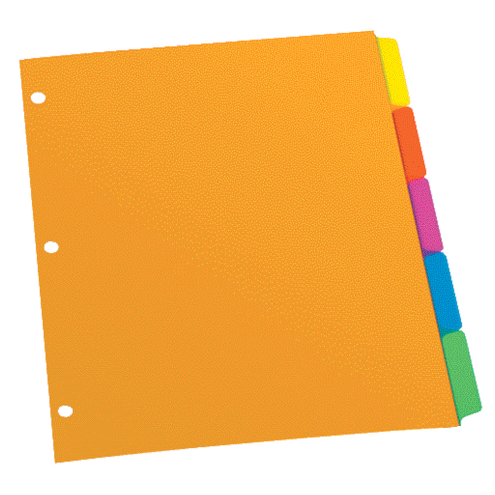 Intercalaires Oxford Poly à onglets unis - 5 onglets - Format lettre - Couleurs assorties