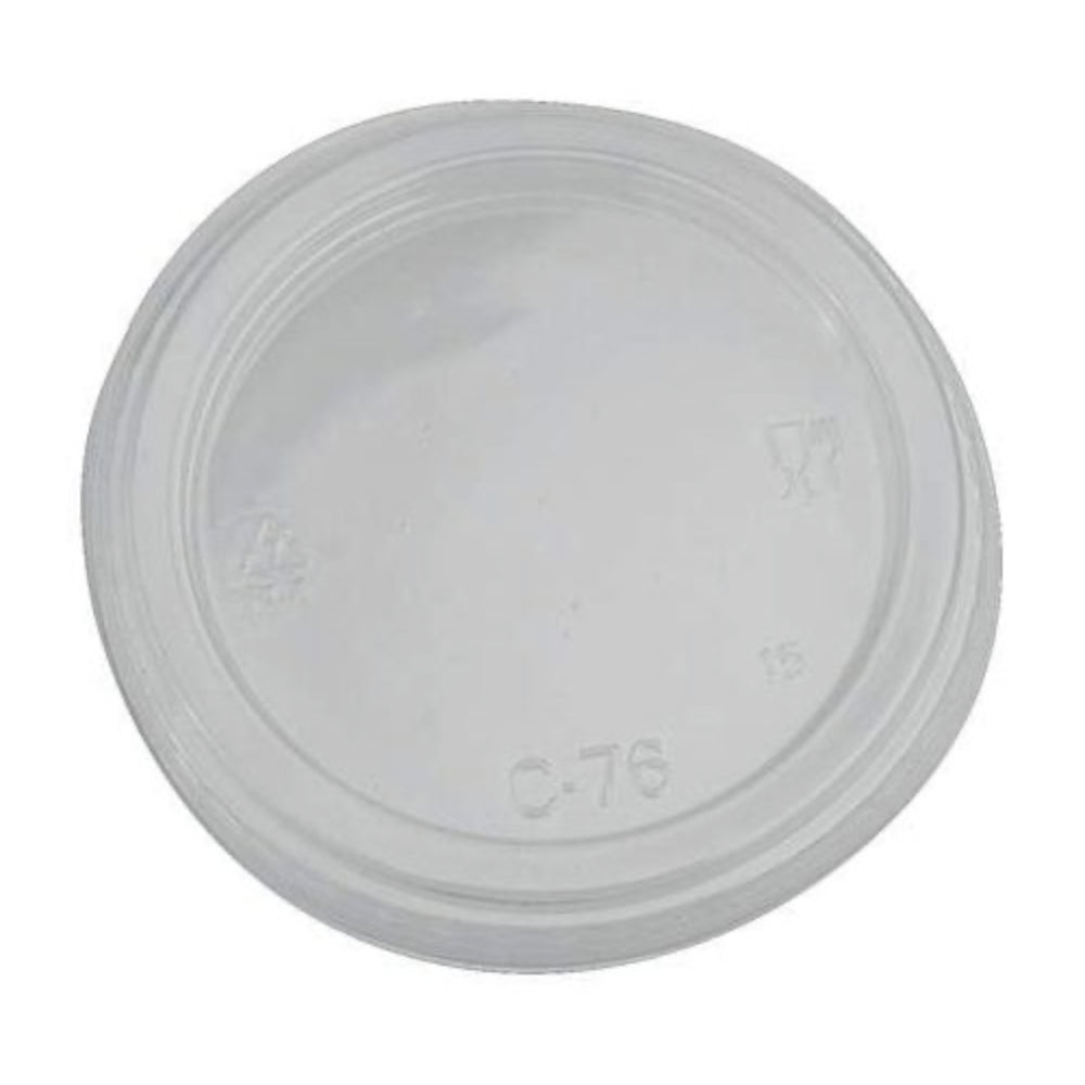 Eco-Packaging 76 mm Compostable Flat Lid with No Hole for 5-9 oz Cups - 200 Pack