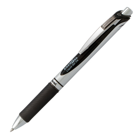 Stylo roller rétractable à encre gel liquide Pentel EnerGel - Pointe moyenne - 0,7 mm - Noir