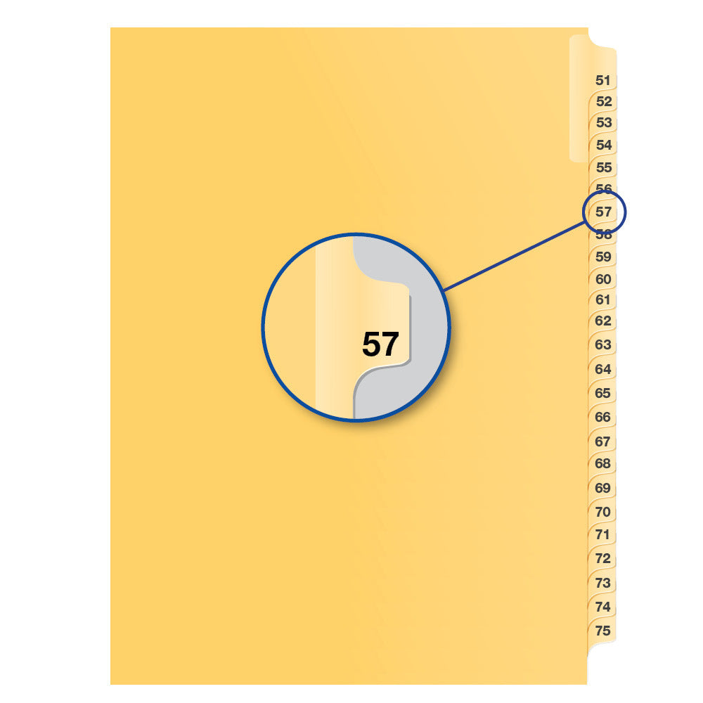 Legal Exhibit Dividers Buff #57 Letter Size, Pack of 25