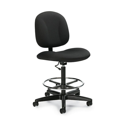 Staples Low Back Drafting Chair, 'Waterfall - Dance' Fabric, Black