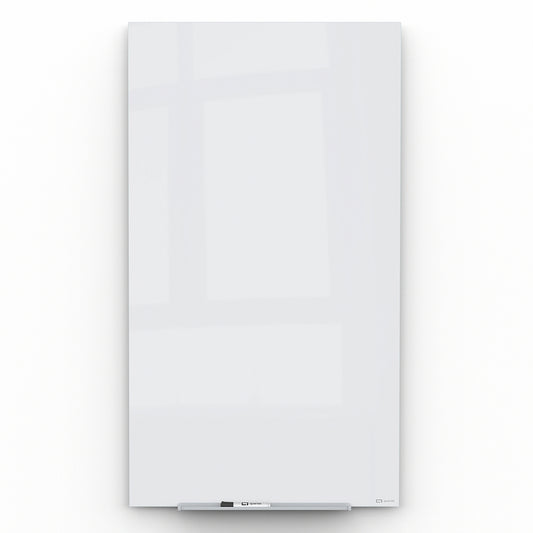 Quartet InvisaMount Magnetic Glass Dry-Erase Board - 28" x 50" - Vertical - White Surface - Frameless
