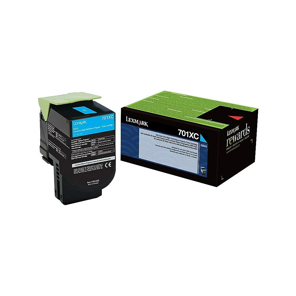 Cartouche de toner cyan Lexmark 701XC à retourner - Très haut rendement (70C1XC0)
