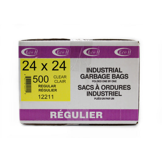 Eco II Industrial Regular Garbage Bags - 24" W x 24" H - Clear - 500 Pack