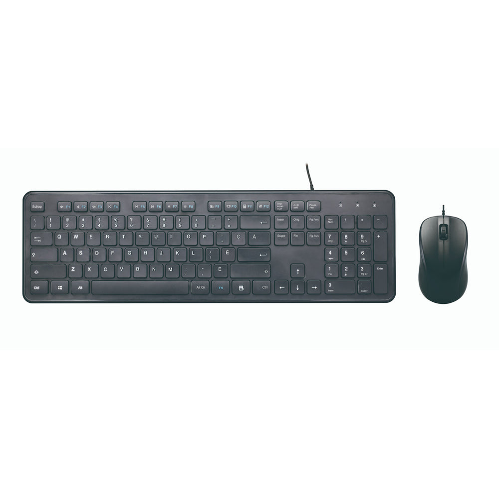 Basic Tech Wired Keyboard and Mouse - French Keyboard Layout - Black